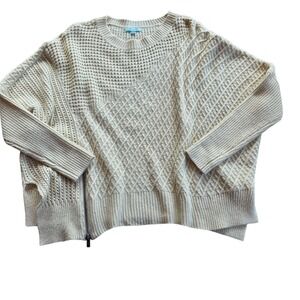 She & Sky womens Over-sized Ivory Fisherman Knit Boxy Sweater‎ One Size